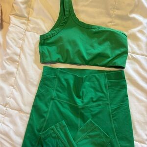 Green One-Shoulder Activewear Set